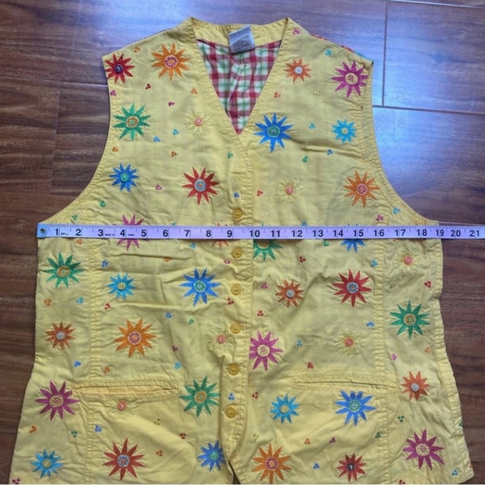 Vintage RARE Oilily Golden Yellow Embroidered Button Vest Waistcoat Size XL - Picture 15 of 16